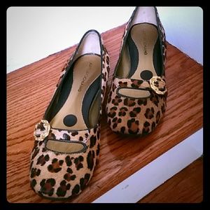 Arturochiang animal print flat with gold buckle.